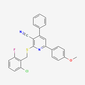 2-((2-Chloro-6-fluorobenzyl)thio)-6-(4-methoxyphenyl)-4-phenylnicotinonitrile