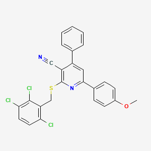 6-(4-Methoxyphenyl)-4-phenyl-2-[(2,3,6-trichlorophenyl)methylsulfanyl]pyridine-3-carbonitrile