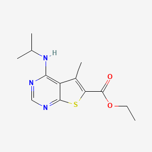 molecular formula C13H17N3O2S B7746138 Ethyl 5-methyl-4-(propan-2-ylamino)thieno[2,3-d]pyrimidine-6-carboxylate 