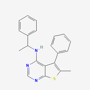 molecular formula C21H19N3S B7746147 6-methyl-5-phenyl-N-(1-phenylethyl)thieno[2,3-d]pyrimidin-4-amine 