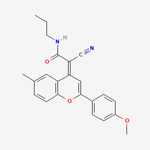 (Z)-2-cyano-2-(2-(4-methoxyphenyl)-6-methyl-4H-chromen-4-ylidene)-N-propylacetamide