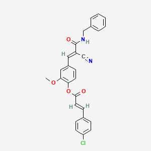 (E)-4-((E)-3-(benzylamino)-2-cyano-3-oxoprop-1-en-1-yl)-2-methoxyphenyl 3-(4-chlorophenyl)acrylate