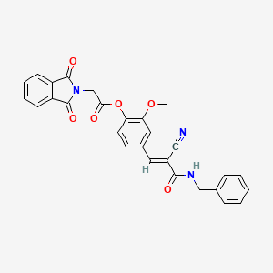 molecular formula C28H21N3O6 B7746249 (E)-4-(3-(benzylamino)-2-cyano-3-oxoprop-1-en-1-yl)-2-methoxyphenyl 2-(1,3-dioxoisoindolin-2-yl)acetate 