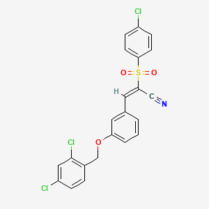 (E)-2-(4-chlorophenyl)sulfonyl-3-[3-[(2,4-dichlorophenyl)methoxy]phenyl]prop-2-enenitrile
