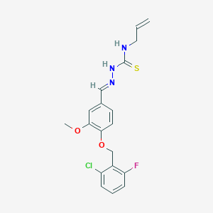 molecular formula C19H19ClFN3O2S B7746344 (1E,N'E)-N-allyl-N'-(4-((2-chloro-6-fluorobenzyl)oxy)-3-methoxybenzylidene)carbamohydrazonothioic acid 