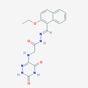 2-[(3,5-dioxo-2,3,4,5-tetrahydro-1,2,4-triazin-6-yl)amino]-N'-[(E)-(2-ethoxynaphthalen-1-yl)methylidene]acetohydrazide (non-preferred name)