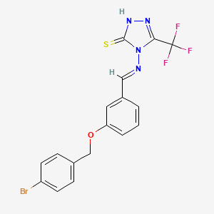 4-[(E)-[3-[(4-bromophenyl)methoxy]phenyl]methylideneamino]-3-(trifluoromethyl)-1H-1,2,4-triazole-5-thione