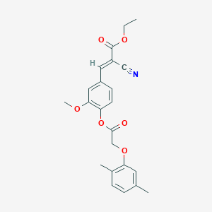 (E)-ethyl 2-cyano-3-(4-(2-(2,5-dimethylphenoxy)acetoxy)-3-methoxyphenyl)acrylate