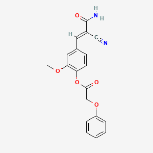(E)-4-(3-amino-2-cyano-3-oxoprop-1-en-1-yl)-2-methoxyphenyl 2-phenoxyacetate