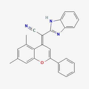 (2E)-2-(1H-benzimidazol-2-yl)-2-(5,7-dimethyl-2-phenylchromen-4-ylidene)acetonitrile