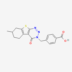 molecular formula C18H17N3O3S B7746549 4-[(7-Methyl-4-oxo-5,6,7,8-tetrahydro-[1]benzothiolo[2,3-d]triazin-3-yl)methyl]benzoic acid 