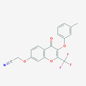 2-[3-(3-Methylphenoxy)-4-oxo-2-(trifluoromethyl)chromen-7-yl]oxyacetonitrile