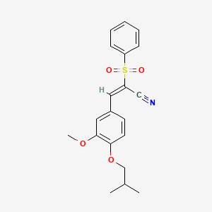 (E)-2-(benzenesulfonyl)-3-[3-methoxy-4-(2-methylpropoxy)phenyl]prop-2-enenitrile