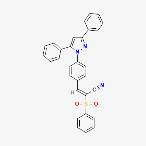 (E)-2-(benzenesulfonyl)-3-[4-(3,5-diphenylpyrazol-1-yl)phenyl]prop-2-enenitrile