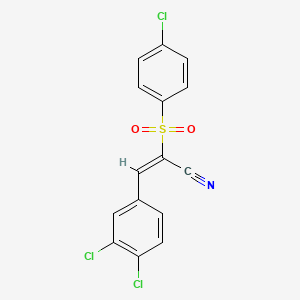 (E)-2-(4-chlorophenyl)sulfonyl-3-(3,4-dichlorophenyl)prop-2-enenitrile