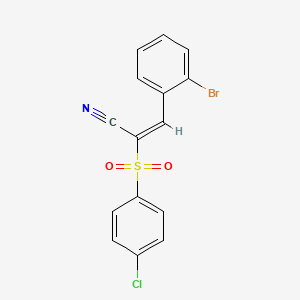 (E)-3-(2-bromophenyl)-2-(4-chlorophenyl)sulfonylprop-2-enenitrile