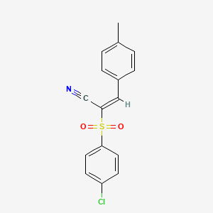 (E)-2-(4-chlorophenyl)sulfonyl-3-(4-methylphenyl)prop-2-enenitrile