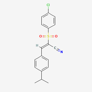(E)-2-(4-chlorophenyl)sulfonyl-3-(4-propan-2-ylphenyl)prop-2-enenitrile