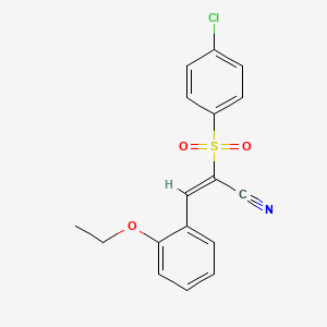 (E)-2-(4-chlorophenyl)sulfonyl-3-(2-ethoxyphenyl)prop-2-enenitrile