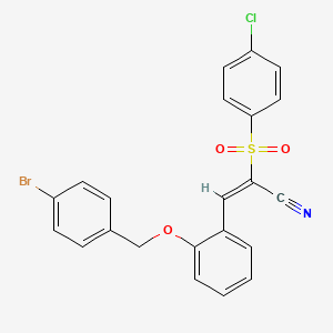 (E)-3-[2-[(4-bromophenyl)methoxy]phenyl]-2-(4-chlorophenyl)sulfonylprop-2-enenitrile