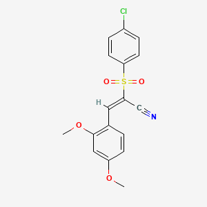 (E)-2-(4-chlorophenyl)sulfonyl-3-(2,4-dimethoxyphenyl)prop-2-enenitrile