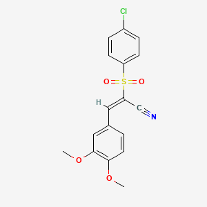 molecular formula C17H14ClNO4S B7746723 (E)-2-(4-chlorophenyl)sulfonyl-3-(3,4-dimethoxyphenyl)prop-2-enenitrile 