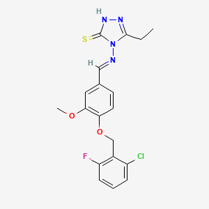 molecular formula C19H18ClFN4O2S B7746746 (E)-4-((4-((2-chloro-6-fluorobenzyl)oxy)-3-methoxybenzylidene)amino)-5-ethyl-4H-1,2,4-triazole-3-thiol 