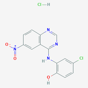 molecular formula C14H10Cl2N4O3 B7746760 4-Chloro-2-[(6-nitroquinazolin-4-yl)amino]phenol;hydrochloride 