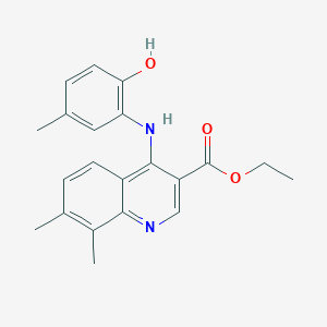 Ethyl 4-(2-hydroxy-5-methylanilino)-7,8-dimethylquinoline-3-carboxylate