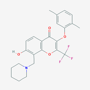 3-(2,5-Dimethylphenoxy)-7-hydroxy-8-(piperidin-1-ylmethyl)-2-(trifluoromethyl)chromen-4-one