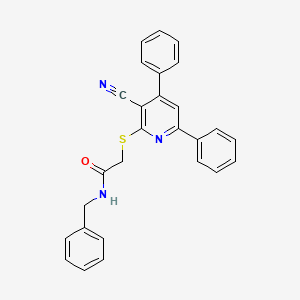 molecular formula C27H21N3OS B7746809 N-benzyl-2-(3-cyano-4,6-diphenylpyridin-2-yl)sulfanylacetamide 