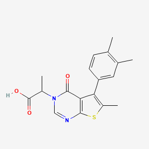 molecular formula C18H18N2O3S B7746834 2-[5-(3,4-DiMe-phenyl)-6-Me-4-oxothieno[2,3-d]pyrimidin-3(4H)-yl]propionic acid 