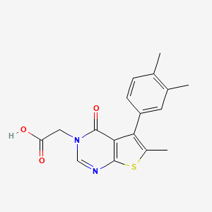 [5-(3,4-Dimethylphenyl)-6-Me-4-oxothieno[2,3-d]pyrimidin-3(4H)-yl]acetic acid