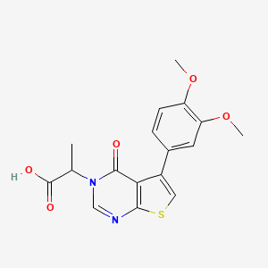 molecular formula C17H16N2O5S B7746840 2-[5-(3,4-dimethoxyphenyl)-4-oxothieno[2,3-d]pyrimidin-3(4H)-yl]propanoic acid 