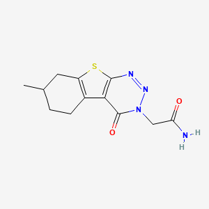 molecular formula C12H14N4O2S B7746852 2-(7-methyl-4-oxo-5,6,7,8-tetrahydro[1]benzothieno[2,3-d][1,2,3]triazin-3(4H)-yl)acetamide 