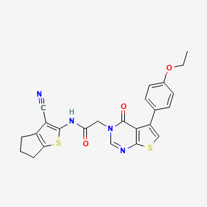 molecular formula C24H20N4O3S2 B7746866 N-(3-cyano-5,6-dihydro-4H-cyclopenta[b]thiophen-2-yl)-2-[5-(4-ethoxyphenyl)-4-oxothieno[2,3-d]pyrimidin-3-yl]acetamide 