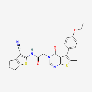 molecular formula C25H22N4O3S2 B7746880 N-(3-cyano-5,6-dihydro-4H-cyclopenta[b]thiophen-2-yl)-2-[5-(4-ethoxyphenyl)-6-methyl-4-oxothieno[2,3-d]pyrimidin-3-yl]acetamide 
