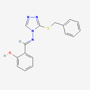 molecular formula C16H14N4OS B7746894 2-[(E)-(3-benzylsulfanyl-1,2,4-triazol-4-yl)iminomethyl]phenol 