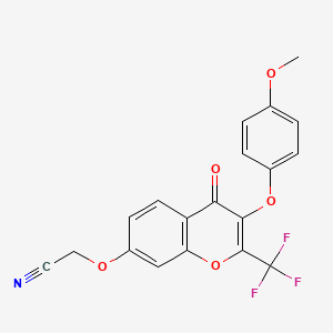 molecular formula C19H12F3NO5 B7746911 2-[3-(4-Methoxyphenoxy)-4-oxo-2-(trifluoromethyl)chromen-7-yl]oxyacetonitrile 