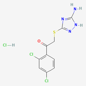 molecular formula C10H9Cl3N4OS B7746945 2-[(5-amino-4H-1,2,4-triazol-3-yl)sulfanyl]-1-(2,4-dichlorophenyl)ethan-1-one hydrochloride 