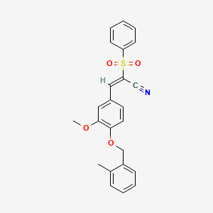 molecular formula C24H21NO4S B7746957 (2E)-3-{3-methoxy-4-[(2-methylbenzyl)oxy]phenyl}-2-(phenylsulfonyl)prop-2-enenitrile 