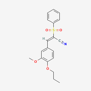 (E)-2-(benzenesulfonyl)-3-(3-methoxy-4-propoxyphenyl)prop-2-enenitrile