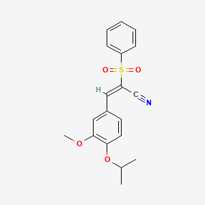 (E)-2-(benzenesulfonyl)-3-(3-methoxy-4-propan-2-yloxyphenyl)prop-2-enenitrile