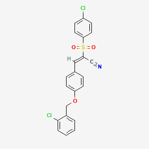 (E)-3-[4-[(2-chlorophenyl)methoxy]phenyl]-2-(4-chlorophenyl)sulfonylprop-2-enenitrile