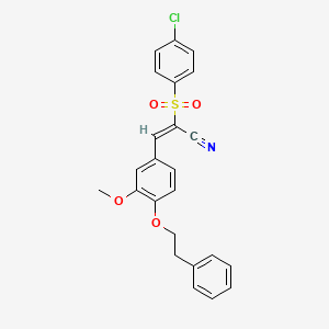 (2E)-2-[(4-chlorophenyl)sulfonyl]-3-[3-methoxy-4-(2-phenylethoxy)phenyl]prop-2-enenitrile