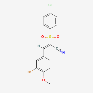 molecular formula C16H11BrClNO3S B7747025 (E)-3-(3-bromo-4-methoxyphenyl)-2-(4-chlorophenyl)sulfonylprop-2-enenitrile 