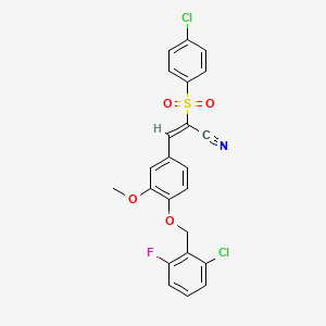 (E)-3-[4-[(2-chloro-6-fluorophenyl)methoxy]-3-methoxyphenyl]-2-(4-chlorophenyl)sulfonylprop-2-enenitrile