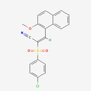 (E)-2-(4-chlorophenyl)sulfonyl-3-(2-methoxynaphthalen-1-yl)prop-2-enenitrile