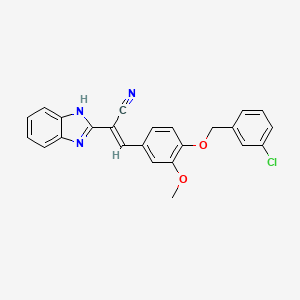 molecular formula C24H18ClN3O2 B7747034 (E)-2-(1H-benzimidazol-2-yl)-3-[4-[(3-chlorophenyl)methoxy]-3-methoxyphenyl]prop-2-enenitrile 