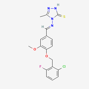 molecular formula C18H16ClFN4O2S B7747036 4-[(E)-[4-[(2-chloro-6-fluorophenyl)methoxy]-3-methoxyphenyl]methylideneamino]-3-methyl-1H-1,2,4-triazole-5-thione 